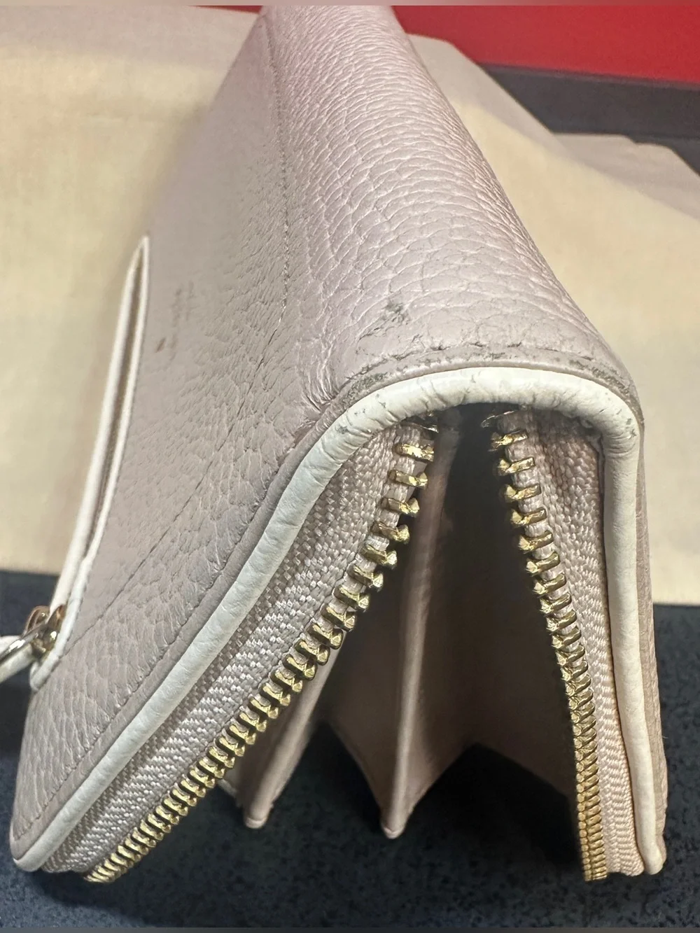 Kate Spade Zip Around Tan/Cream Wallet Tassel Accent Lots of Storage